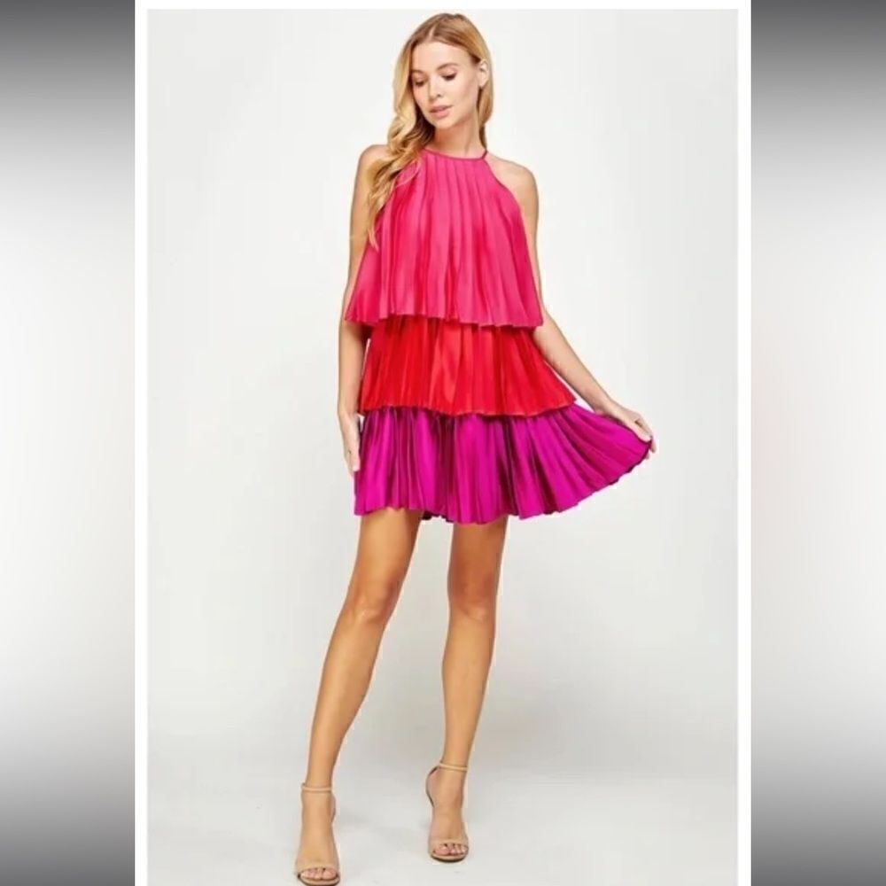 Strut & Bolt Tiered Halter Dress  S